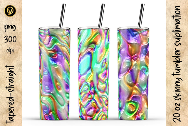 20 Oz Skinny Tumbler Abstract 3D Glossy Gel Sublimation Design Pack Sublimation oyonnidesign 