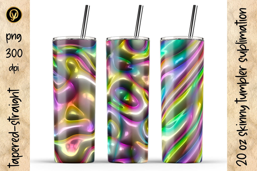 20 Oz Skinny Tumbler Abstract 3D Glossy Gel Sublimation Design Pack ...