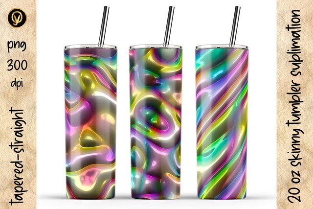20 Oz Skinny Tumbler Abstract 3D Glossy Gel Sublimation Design Pack Sublimation oyonnidesign 