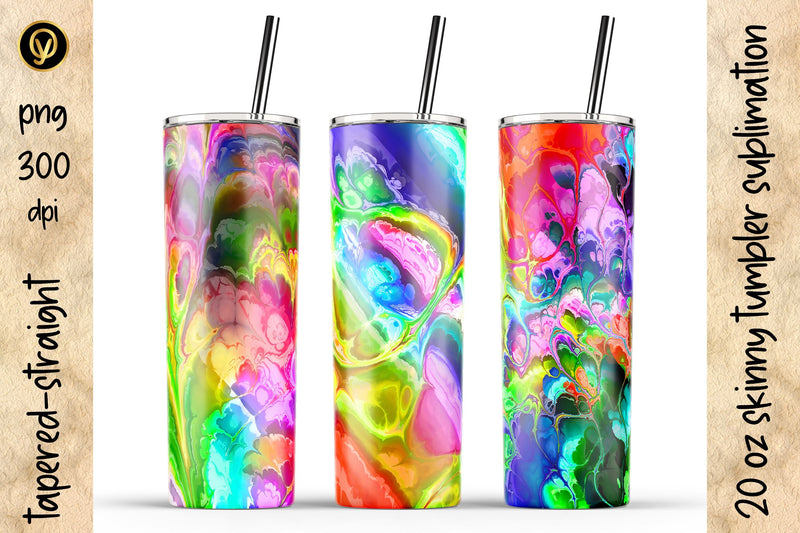 20 Oz Skinny Tumbler Abstract Fractal Sublimation Design Pack Sublimation oyonnidesign 