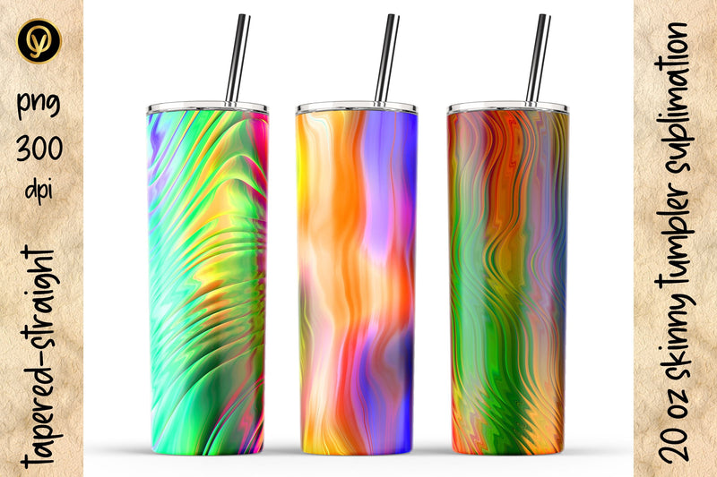 20 Oz Skinny Tumbler Abstract Holographic Sublimation Design Pack Sublimation oyonnidesign 