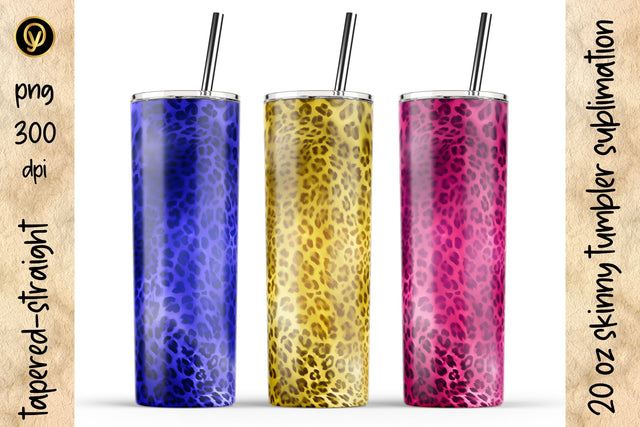 20 Oz Skinny Tumbler Abstract Leopard Texture Sublimation Design Pack Sublimation oyonnidesign 