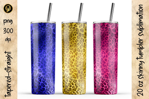 20 Oz Skinny Tumbler Abstract Leopard Texture Sublimation Design Pack Sublimation oyonnidesign 