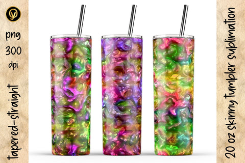 20 Oz Skinny Tumbler Abstract Multicolor Emboss Sublimation Design Pack Sublimation oyonnidesign 