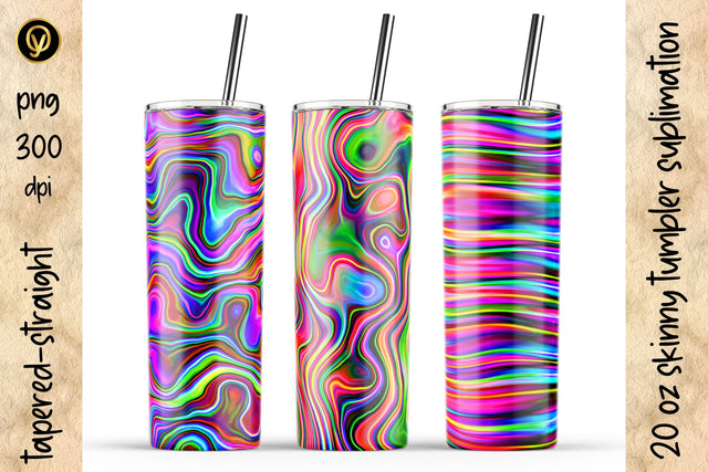 20 Oz Skinny Tumbler Abstract Neon Lines Sublimation Design Pack Sublimation oyonnidesign 
