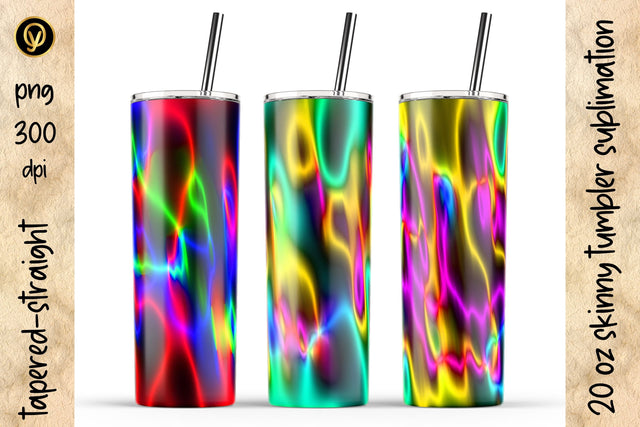 20 Oz Skinny Tumbler Abstract Neon Texture Sublimation Design Pack Sublimation oyonnidesign 