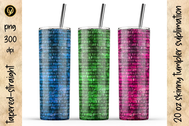 20 Oz Skinny Tumbler Brick Texture Sublimation Design Pack Sublimation oyonnidesign 