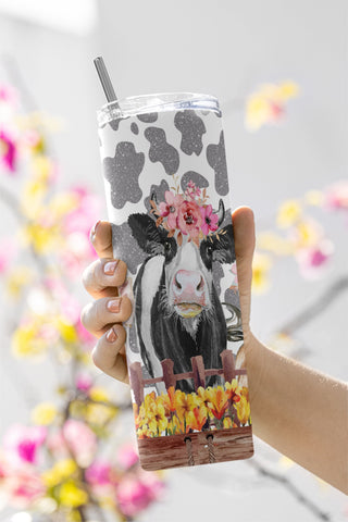 20 oz Skinny Tumbler Cow Farm Animals Burlap Glitter Design Digital Download Sublimation PNG Instant DIGITAL Sublimation CaldwellArt 