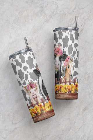 20 oz Skinny Tumbler Cow Farm Animals Burlap Glitter Design Digital Download Sublimation PNG Instant DIGITAL Sublimation CaldwellArt 