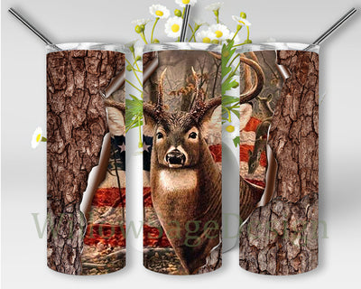 20 oz Skinny Tumbler Deer Hunting, Deer American Flag 20oz Skinny Tumbler, Hunting Tumbler Wrap, Deer Camo Hunt Tumbler Png, Hunting Sublimation Design, Instant Download Sublimation WillowSageDesign 