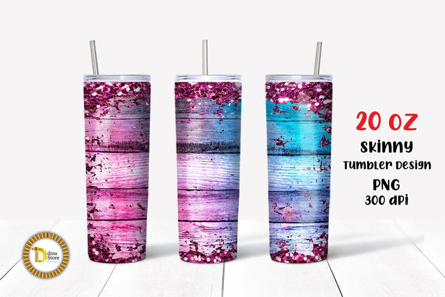 20 Oz skinny Tumbler design blueish purple wood Sublimation Dina.store4art 
