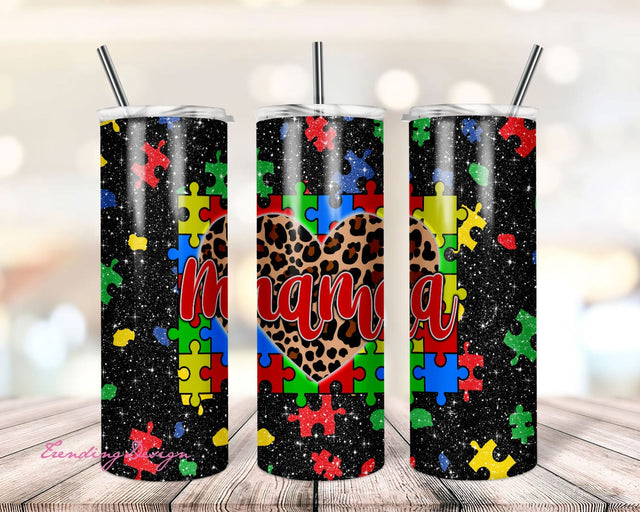 20 oz Skinny Tumbler Design Sublimation - Autism 20oz Skinny Tumbler Template - Proud Mom Sublimation Tumbler Designs Sublimation TrendingDesign 