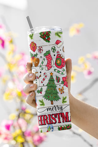 20 oz Skinny Tumbler Design Sublimation Gnome Santa Merry Christmas Design Rudolph Gift Candy Cane Gingerbread Digital PNG Instant Download Sublimation CaldwellArt 
