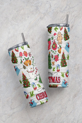 20 oz Skinny Tumbler Design Sublimation Gnome Santa Merry Christmas Design Rudolph Gift Candy Cane Gingerbread Digital PNG Instant Download Sublimation CaldwellArt 