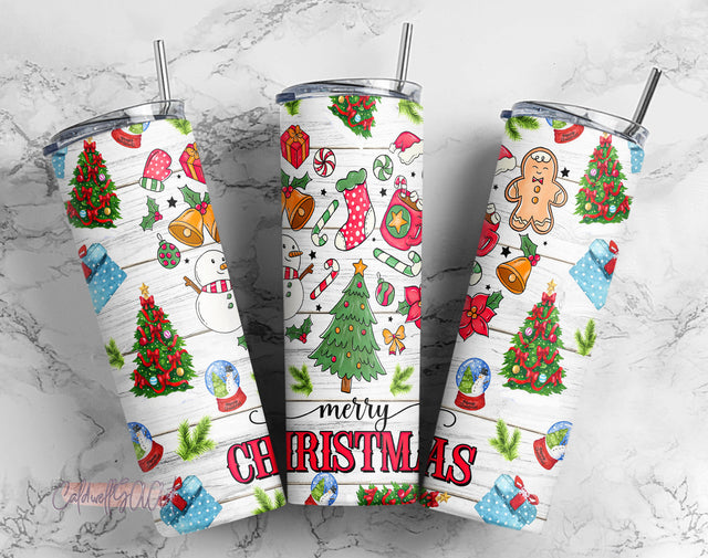 20 oz Skinny Tumbler Design Sublimation Gnome Santa Merry Christmas Design Rudolph Gift Candy Cane Gingerbread Digital PNG Instant Download Sublimation CaldwellArt 