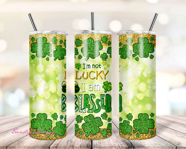20 oz Skinny Tumbler Design Sublimation - I'm Blessed Skinny Tumbler Template - St Patrick's Day Png Sublimation Tumbler Designs Sublimation TrendingDesign 