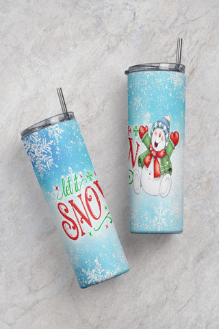 20 oz Skinny Tumbler Designs Let It Snow Tumbler Christmas Tumbler Snowman PNG Sublimation CaldwellArt 