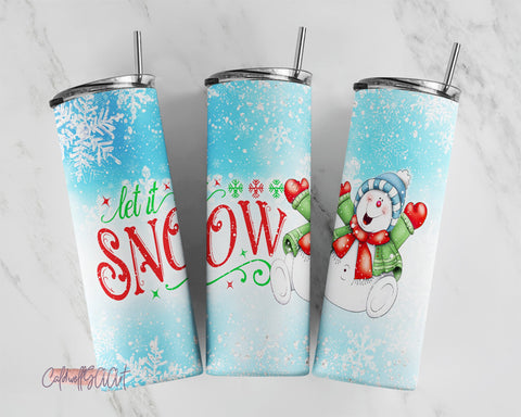 20 oz Skinny Tumbler Designs Let It Snow Tumbler Christmas Tumbler Snowman PNG Sublimation CaldwellArt 