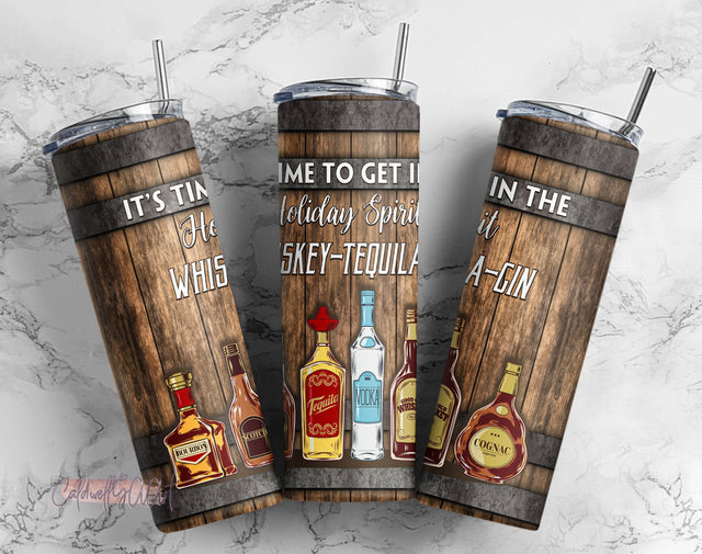 20 Oz Skinny Tumbler, Drunk Holiday Spirit Funny Christmas Straight Template, Digital Download, sublimation graphics instant download Sublimation CaldwellArt 