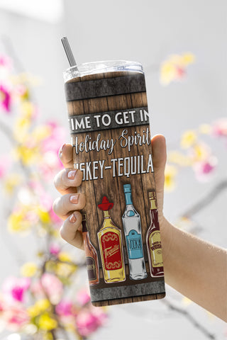 20 Oz Skinny Tumbler, Drunk Holiday Spirit Funny Christmas Straight Template, Digital Download, sublimation graphics instant download Sublimation CaldwellArt 