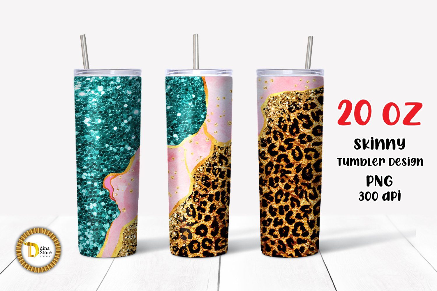 White Leopard Tumbler 20oz/30oz Skinny Tumbler PNG