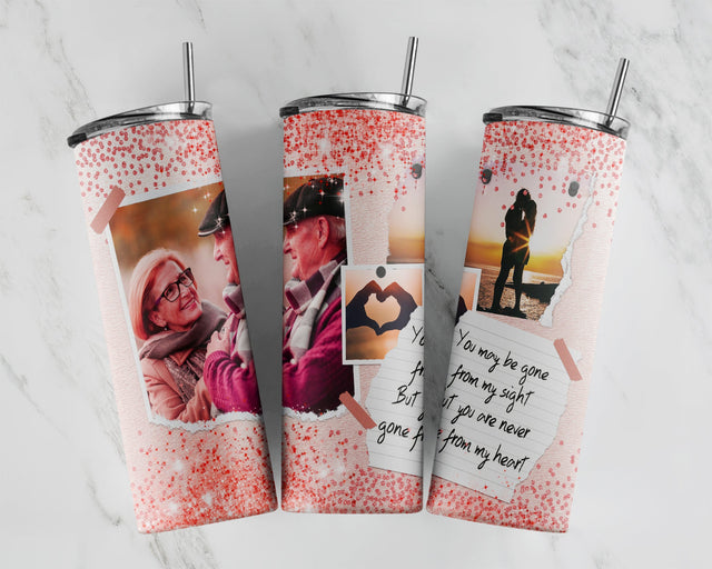 20 oz Skinny Tumbler Memorial with One Large Picture Teal Glitter Gone from Sight Sublimation Design Digital Download PNG DIGITAL ONLY Sublimation CaldwellArt 