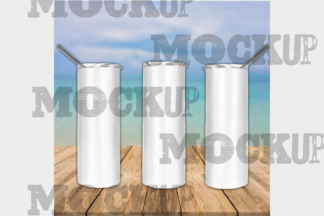 20 oz Skinny Tumbler Mockup,Full Wrap View Mockup,Add Design Mockup,Summer Tumbler Mockup,Blue Sea Background Mockup,Tumbler Mock Up Mock Up Photo ArtStudio 