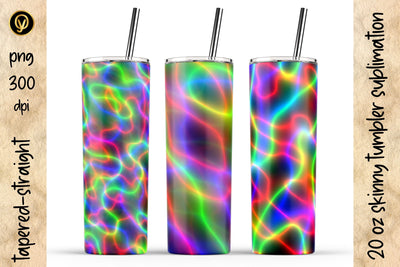 20 Oz Skinny Tumbler Neon Lights Sublimation Design Pack SVG oyonnidesign 