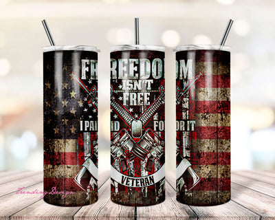 20 oz Skinny Tumbler Patriotic USA Freedom isnt Free Veterans Sublimation Design Download Png Sublimation TrendingDesign 