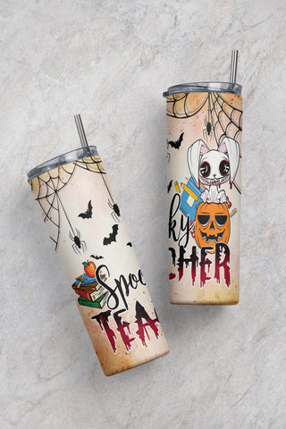 20 oz Skinny Tumbler Png Spooky Teacher Life, Halloween Tumbler png,Tumbler for Straight/Tapered Tumbler Design Sublimation CaldwellArt 