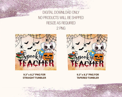 20 oz Skinny Tumbler Png Spooky Teacher Life, Halloween Tumbler png,Tumbler for Straight/Tapered Tumbler Design Sublimation CaldwellArt 