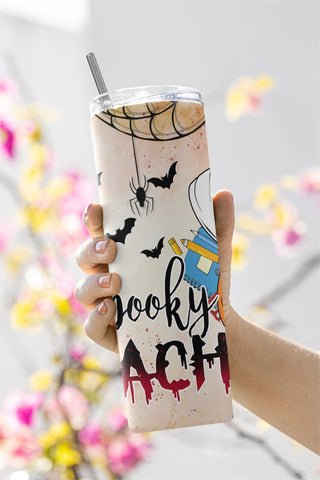 20 oz Skinny Tumbler Png Spooky Teacher Life, Halloween Tumbler png,Tumbler for Straight/Tapered Tumbler Design Sublimation CaldwellArt 