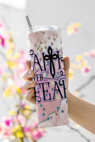 20 Oz Skinny Tumbler PNG Sublimation Template | Faith Over Fear | Christian Religious Designs | Straight Sided | Instant Download Sublimation CaldwellArt 