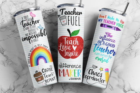 20 oz Skinny Tumbler Rainbow Glitter Teacher Tumbler, Teach Love Inspire Sublimation Design, Crayon Tumbler PNG Instant Download Sublimation TumblersByPhill 