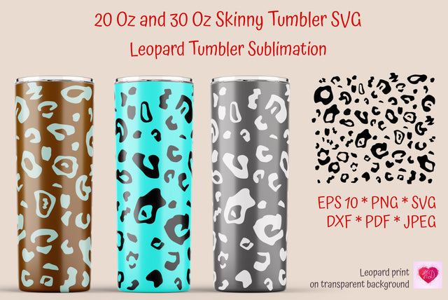 20 Oz Skinny Tumbler Seamless SVG. Leopard Print Straight Sublimation Tumbler SVG Kseniia designer 