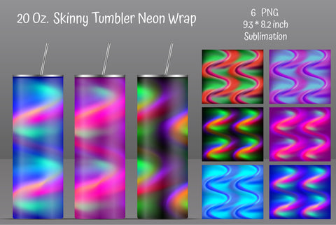 20 Oz Skinny Tumbler Straight And Tapered Neon Sublimation Sublimation Kseniia designer 