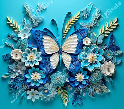 20 oz Skinny Tumbler Sublimation, 3D butterfly - PNG Sublimation LovelyDigitalPixels 