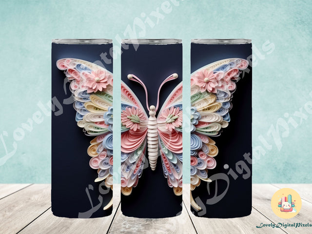 20 oz Skinny Tumbler Sublimation, 3D butterfly - PNG Sublimation LovelyDigitalPixels 
