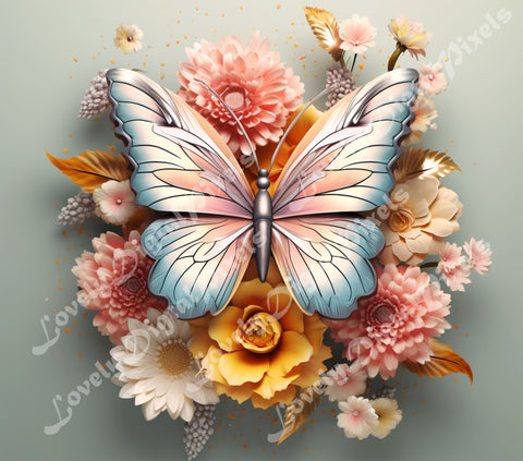 20 oz Skinny Tumbler Sublimation, 3D butterfly - PNG Sublimation LovelyDigitalPixels 
