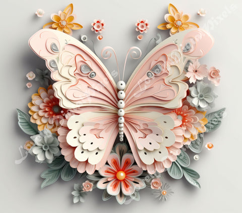 20 oz Skinny Tumbler Sublimation, 3D butterfly - PNG Sublimation LovelyDigitalPixels 