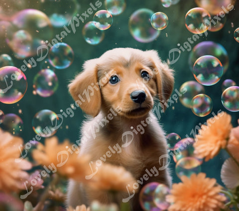 20 oz Skinny Tumbler Sublimation, 3D dog in bubbles - PNG Sublimation LovelyDigitalPixels 