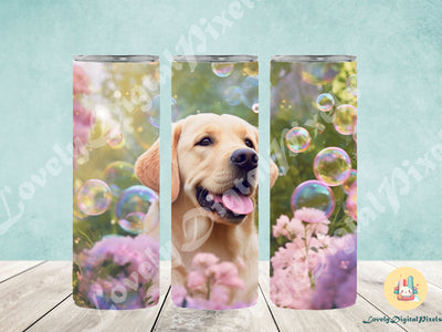 20 oz Skinny Tumbler Sublimation, 3D dog in bubbles - PNG Sublimation LovelyDigitalPixels 