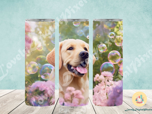 20 oz Skinny Tumbler Sublimation, 3D dog in bubbles - PNG Sublimation LovelyDigitalPixels 