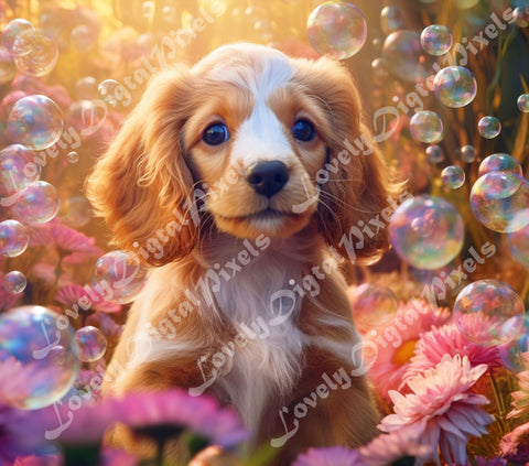 20 oz Skinny Tumbler Sublimation, 3D dog in bubbles - PNG Sublimation LovelyDigitalPixels 