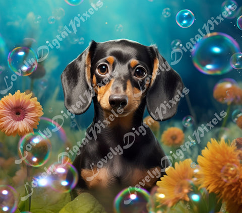 20 oz Skinny Tumbler Sublimation, 3D dog in bubbles - PNG Sublimation LovelyDigitalPixels 