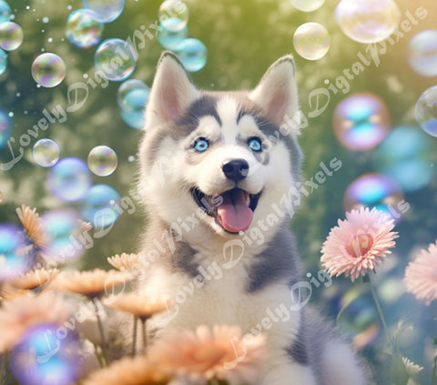 20 oz Skinny Tumbler Sublimation, 3D dog in bubbles - PNG Sublimation LovelyDigitalPixels 