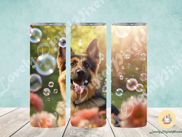 20 oz Skinny Tumbler Sublimation, 3D dog in bubbles - PNG Sublimation LovelyDigitalPixels 