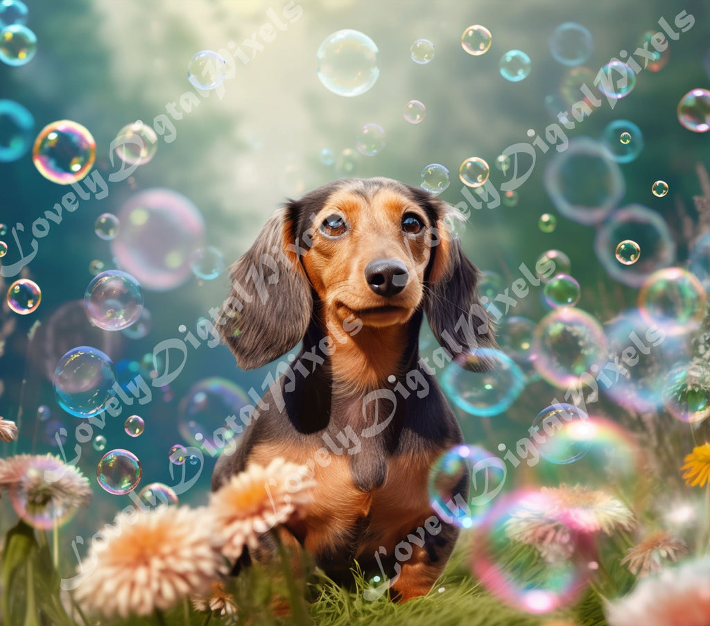 20 oz Skinny Tumbler Sublimation, 3D dog in bubbles - PNG - So Fontsy