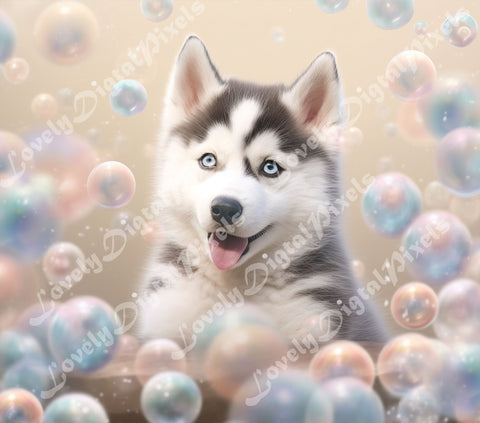 20 oz Skinny Tumbler Sublimation, 3D dog in bubbles - PNG Sublimation LovelyDigitalPixels 
