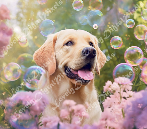 20 oz Skinny Tumbler Sublimation, 3D dog in bubbles - PNG Sublimation LovelyDigitalPixels 